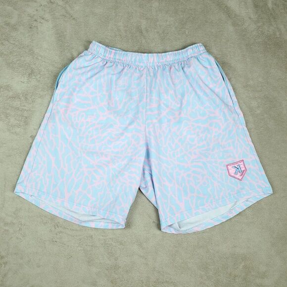 Pitchers Only Other - Pitchers Only Shorts Mens XL Blue Pink Geometric Athletic Drawstring Pockets
